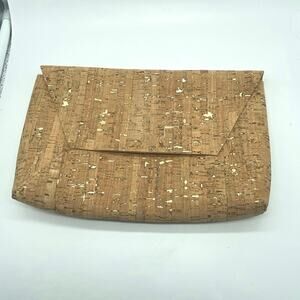 J. Crew Factory Cork Envelope Clutch with Gold Flecks